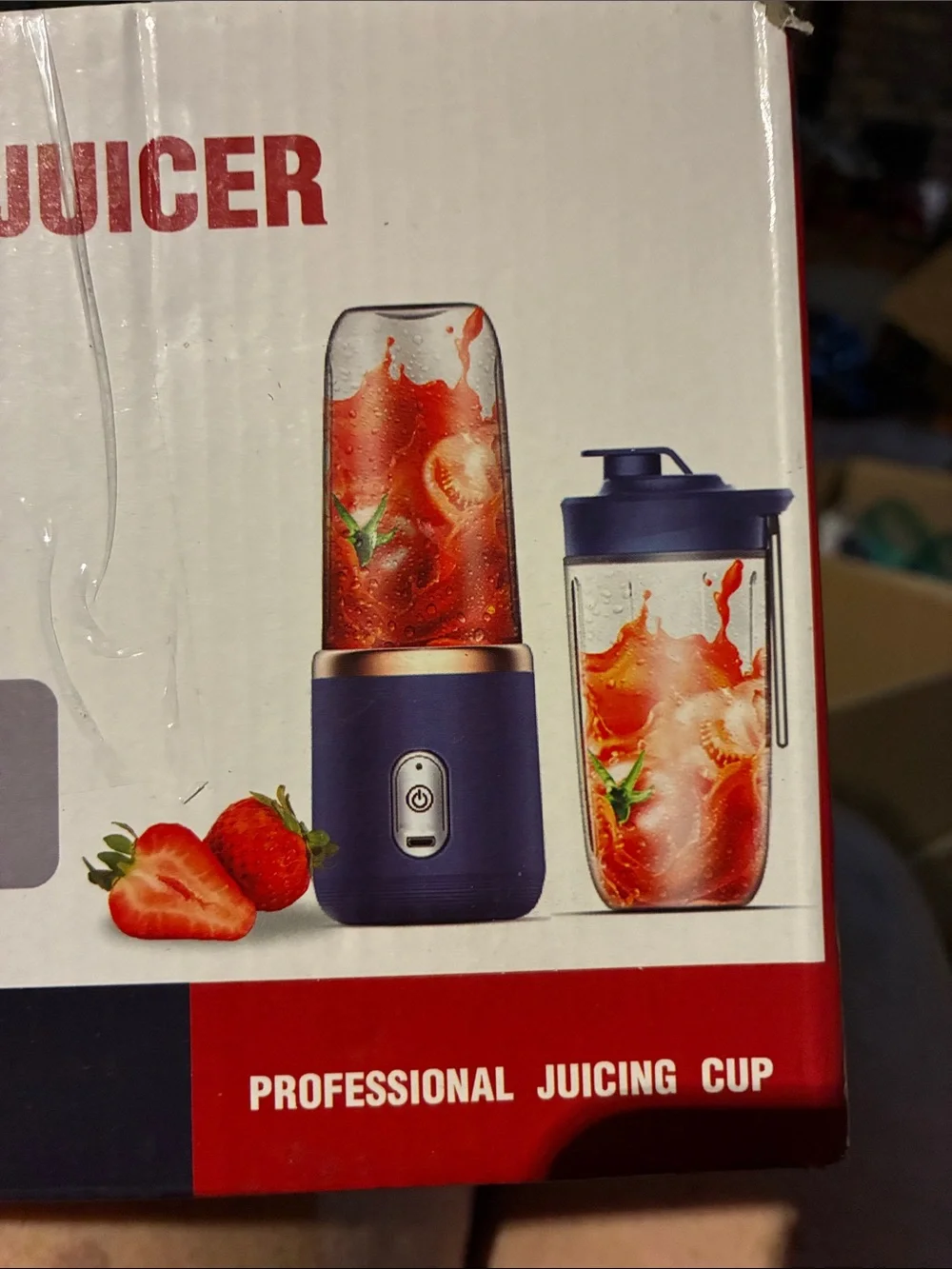 Portable Navy Blue Personal Blender with Glass Jar